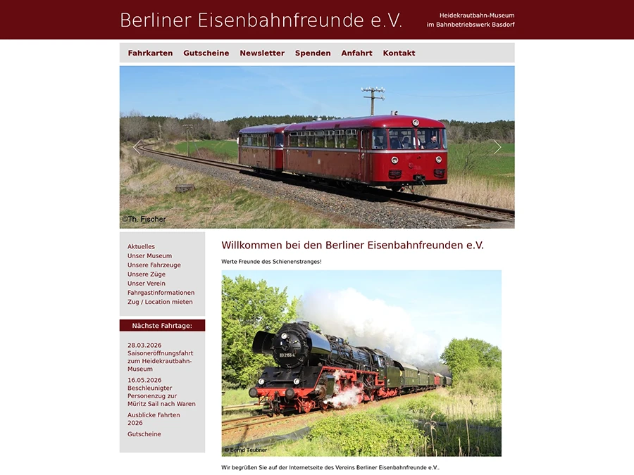 Referenz von Internet-Service Berlin: Berliner Eisenbahnfreunde e. V.