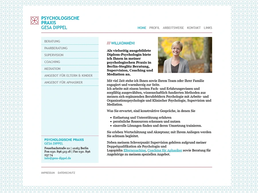 Referenz von Internet-Service Berlin: Psychologische Praxis Gesa Dippel, Berlin