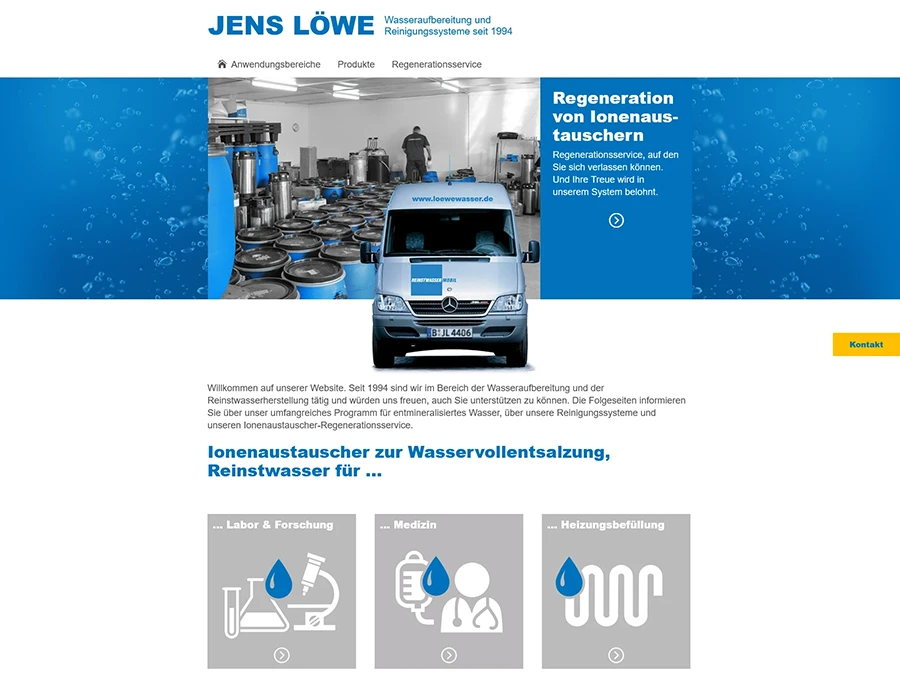 Referenz von Internet-Service Berlin: Jens Löwe, Wasseraufbereitung, Berlin