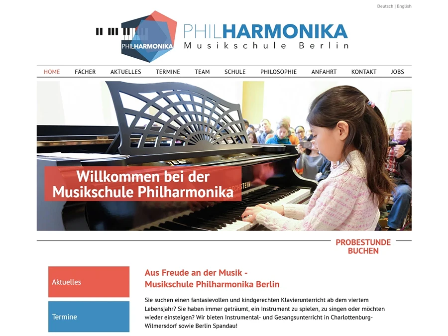 Referenz von Internet-Service Berlin: Musikschule Philharmonika, Berlin