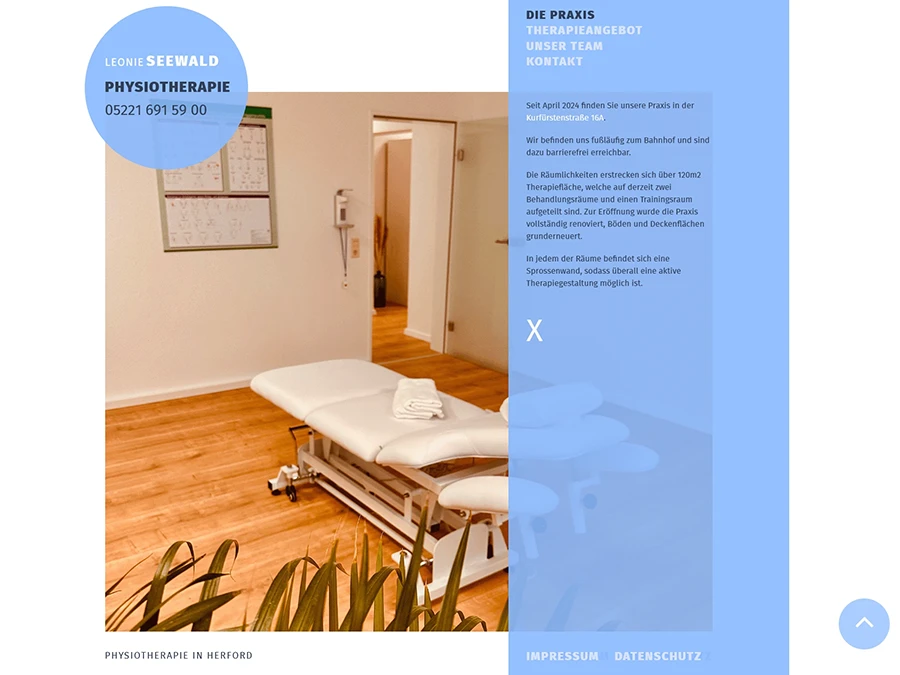 Referenz von Internet-Service Berlin: Physiotherapie Seewald, Herford